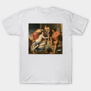 Bacchus on a Throne - Nymphs Offering Bacchus Wine and Fruit by Caesar van Everdingen T-Shirt